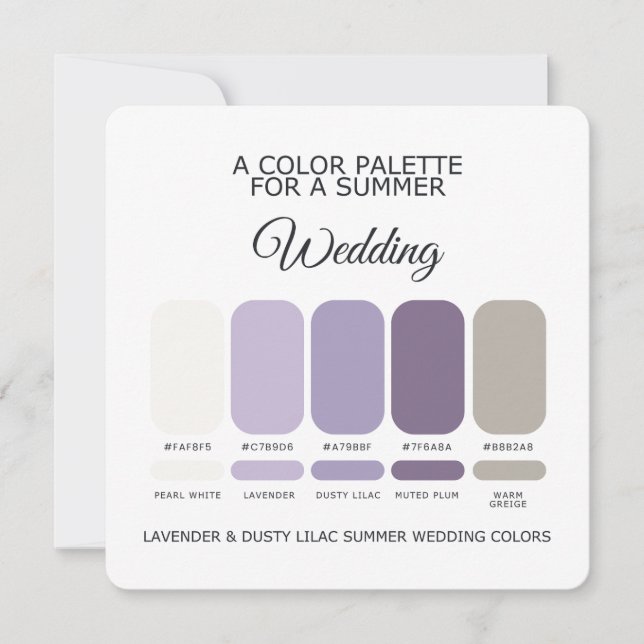Invitación Lavender Dusty Lilac Summer Wedding Palette Card (Anverso)
