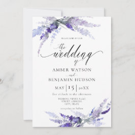 Invitación Lavender Dusty Puple Boda Botánico Floral