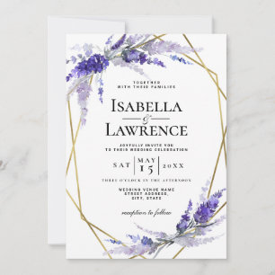 Invitación Lavender Dusty Purple Floral Frame Boda