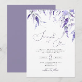 Invitación Lavender Dusty Violeta Púrpura Lilac Boda Floral