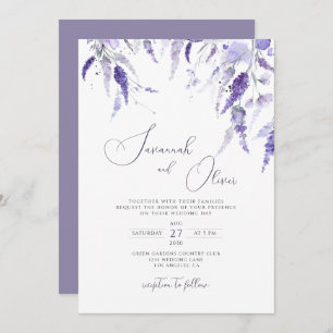 Invitación Lavender Dusty Violeta Púrpura Lilac Boda Floral