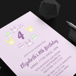 Invitación Lavender Easter 4º cumpleaños