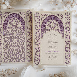 Invitación Lavender Elegance Art Nouveau Lace Boda