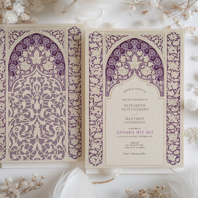 Invitación Lavender Elegance Art Nouveau Lace Boda (Subido por el creador)