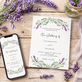 Invitación Lavender eucalipto boda violeta