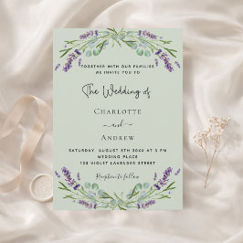 Invitación Lavender eucalipto sage boda verde