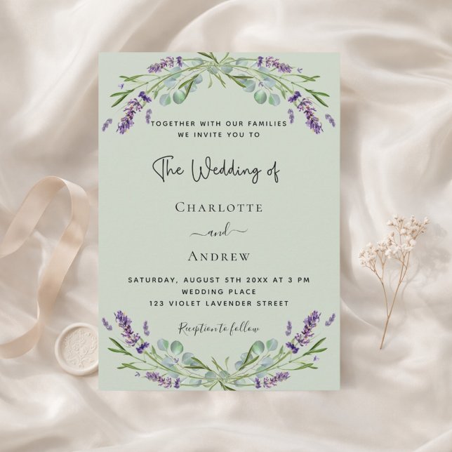 Invitación Lavender eucalipto sage boda verde (Subido por el creador)