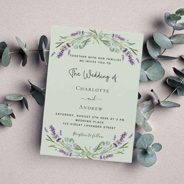 Invitación Lavender eucalipto sage boda verde (Subido por el creador)