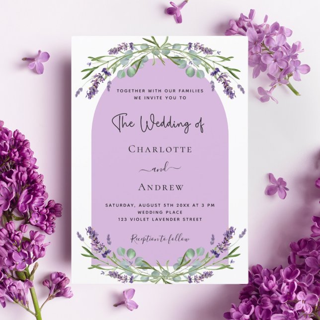 Invitación Lavender eucalipto verde boda violeta (Subido por el creador)