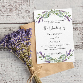 Invitación Lavender eucalipto verde violeta boda QR