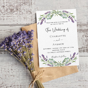 Invitación Lavender eucalipto verde violeta boda QR
