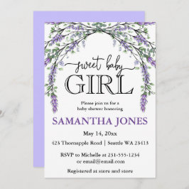 Invitación Lavender eucalyptus acuarela ducha bebé