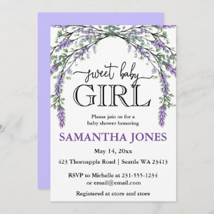 Invitación Lavender eucalyptus acuarela ducha bebé