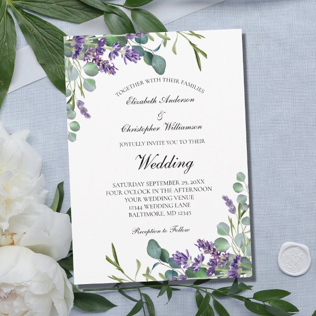 Invitación Lavender Eucalyptus Boda Botánico Floral (Subido por el creador)