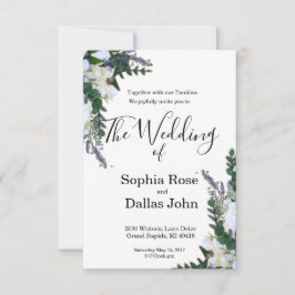 Invitación Lavender Eucalyptus Boda de la vegetación de rosas