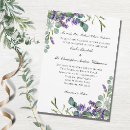 Invitación Lavender Eucalyptus Boda de la vegetación púrpura