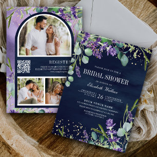 Invitación Lavender Eucalyptus Código QR Ducha nupcial de la