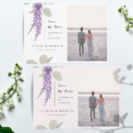 Invitación Lavender Eucalyptus Deja Foto Guardar Fecha