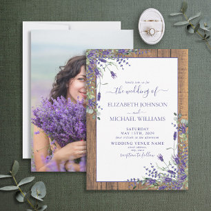 Invitación Lavender Eucalyptus Greenery Photo Boda
