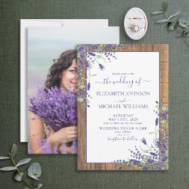Invitación Lavender Eucalyptus Greenery Photo Boda