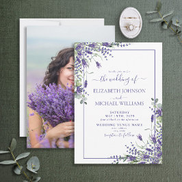 Invitación Lavender Eucalyptus Greenery Photo Boda
