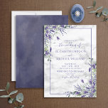 Invitación Lavender Eucalyptus Greenery Watercolor Boda<br><div class="desc">Crea la invitación perfecta a la boda con este hermoso diseño acuático con diseño de vegetación de lavanda y eucalipto, con tipografía de escritura con letras a mano, una textura de acuarela de lavanda profunda al revés, y un fondo de mármol de carrera. Copyright Elegant Invita, todos los derechos reservados....</div>