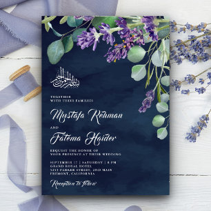 Invitación Lavender Eucalyptus Navy Blue Islamic Wedding