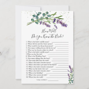 Invitación Lavender Eucalyptus ¿Qué tan bien conoces a la nov