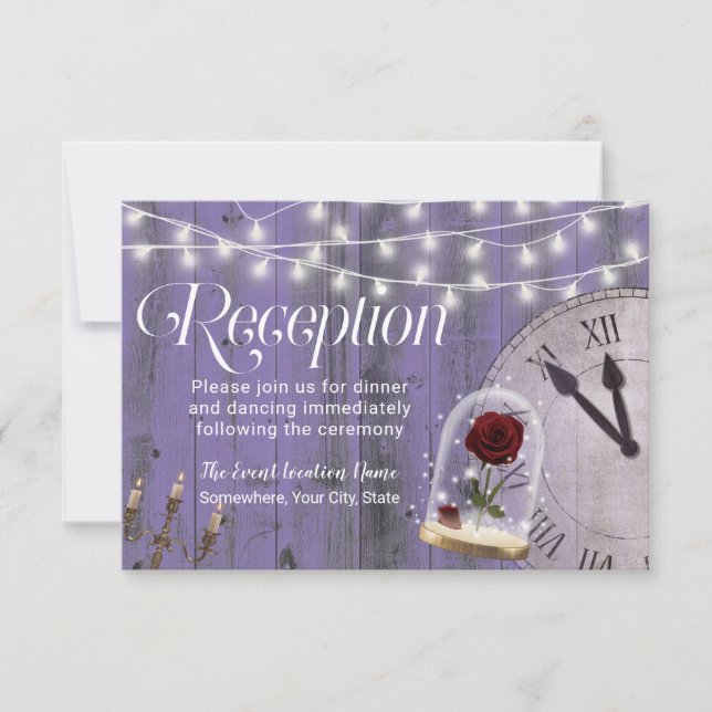 Invitación Lavender Fairytale Boda Rosa Recepción (Anverso)