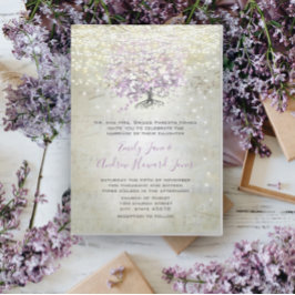 Invitación Lavender Fairytale Lights and Stars Boda