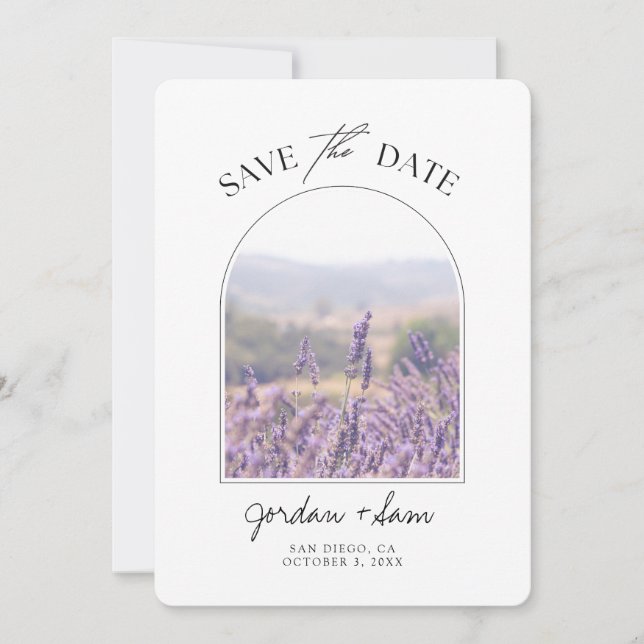 Invitación Lavender Field Boda Lavender Save the Date (Anverso)