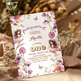 Invitación Lavender Flor silvestre de hadas Pixie 1º cumpleañ