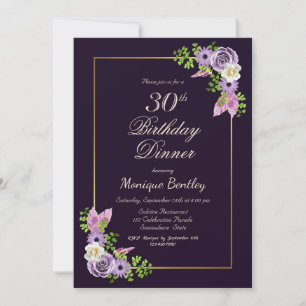Invitación Lavender Floral 300º cumpleaños cena