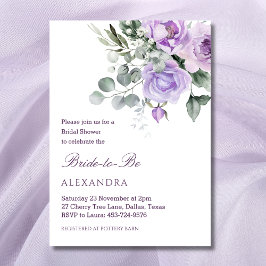 Invitación Lavender Floral acuática Peony Bridal Shower
