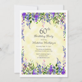 Invitación Lavender Floral Amarillo 60 cumpleaños