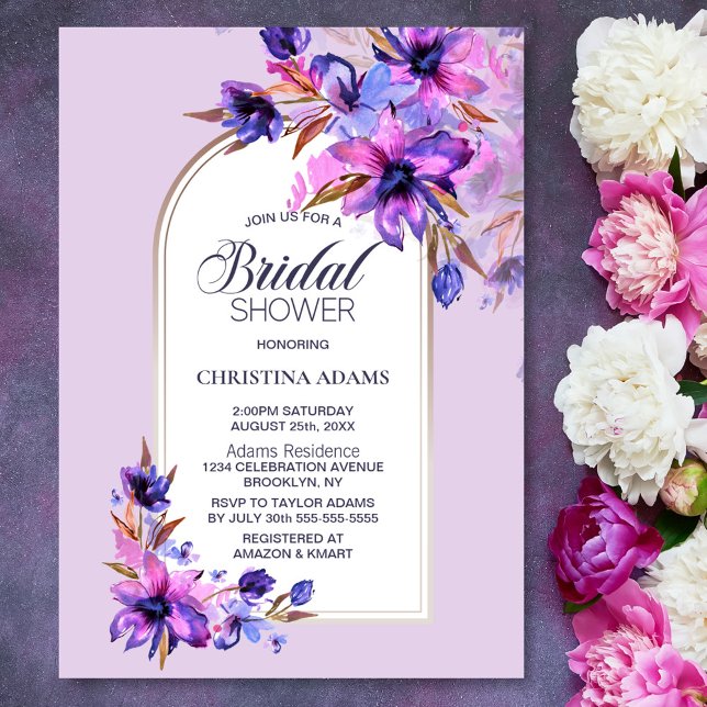 Invitación Lavender Floral Arch Bridal Shower (Subido por el creador)