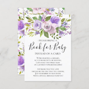 Invitación Lavender Floral Baby Shower Book for Baby