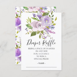Invitación Lavender Floral Baby Shower Diaper Raffle Ticket
