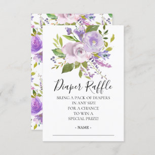 Invitación Lavender Floral Baby Shower Diaper Raffle Ticket