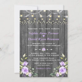 Invitación Lavender Floral Barn Cadena de madera Boda