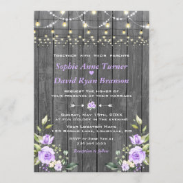 Invitación Lavender Floral Barn Cadena de madera Boda