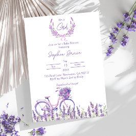 Invitación Lavender Floral Bicycle Baby Shower