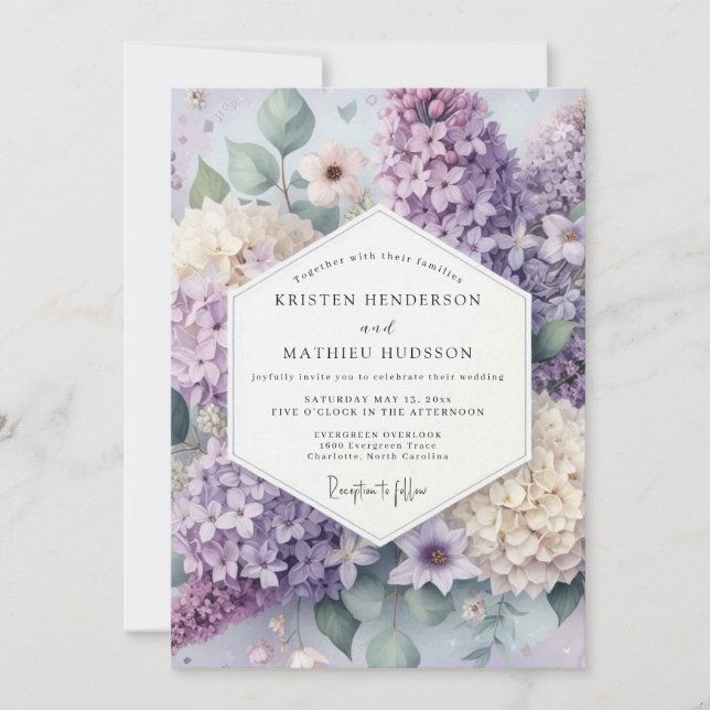 Invitación Lavender Floral Bloom Wedding (Anverso)