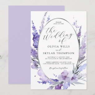 Invitación Lavender Floral Boda de plata Lilac