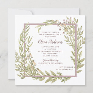 Invitación Lavender Floral Border Bridal Luncheon