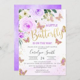 Invitación Lavender Floral Butterfly Baby Shower
