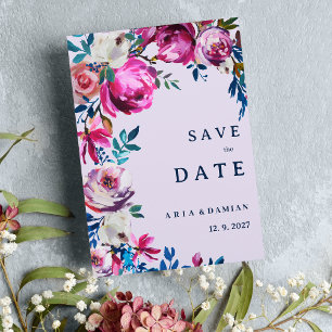 Invitación Lavender floral color púrpura rosa azul violeta Gu