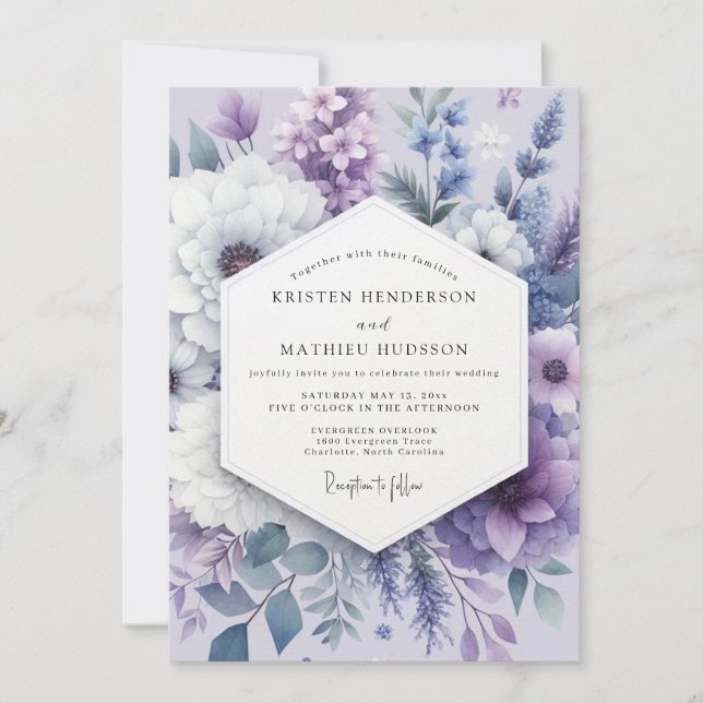 Invitación Lavender Floral Dream Wedding (Anverso)