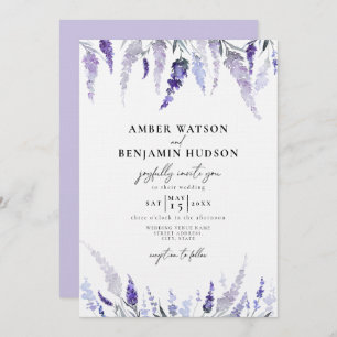 Invitación Lavender Floral Dusty Purple Mauve Lilac Boda