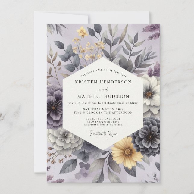 Invitación Lavender Floral Enchantment Wedding (Anverso)